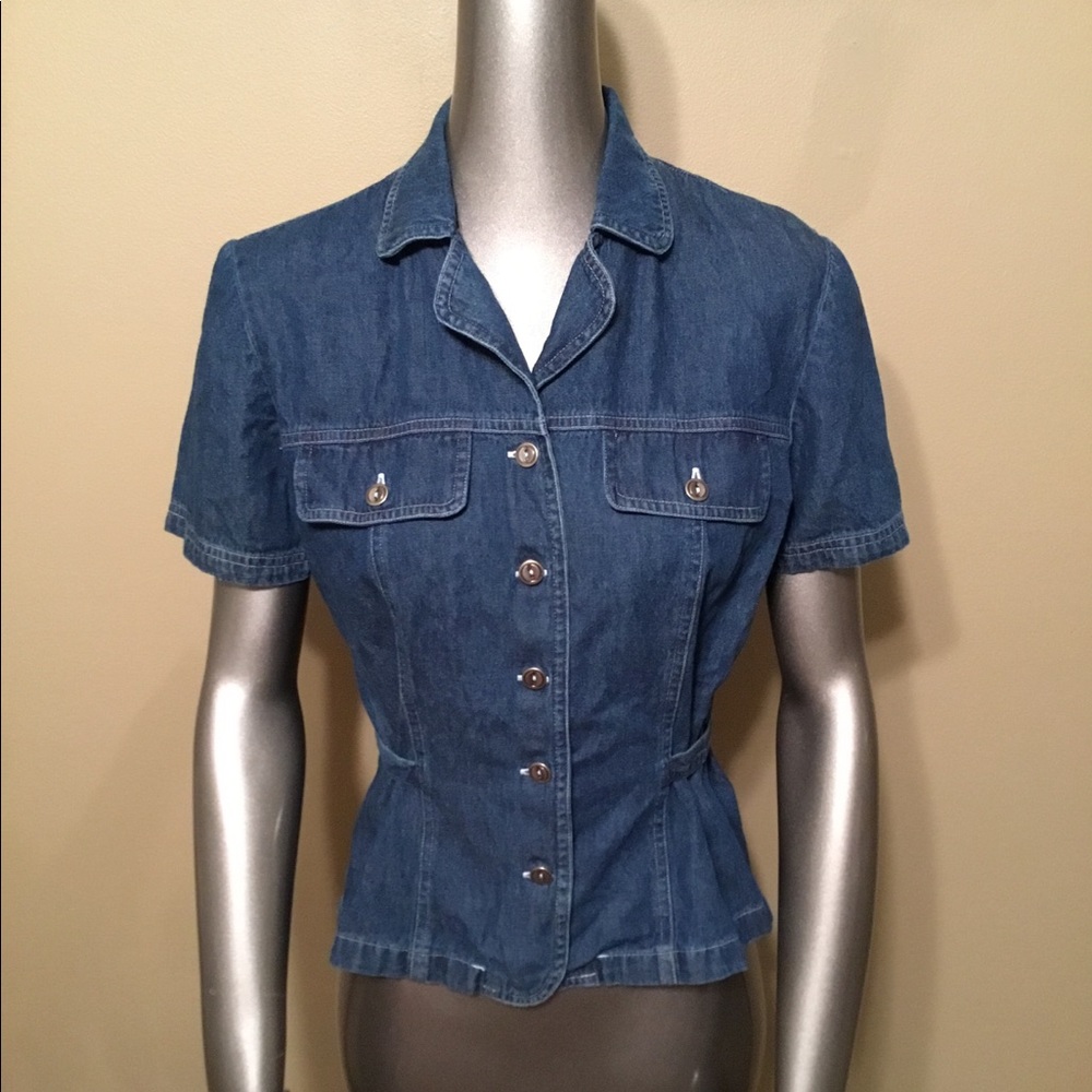 Vintage Scarlett blue denim blouse tops